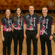 Load image into Gallery viewer, Custom Red Flame Black Eagle Bowling Polo, Quarter Zip Shirt For Women, Team Bowling Clothes NQS11500