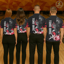 Load image into Gallery viewer, Custom Red Flame Black Eagle Bowling Polo, Quarter Zip Shirt For Women, Team Bowling Clothes NQS11500