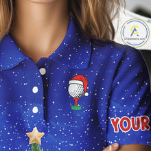 Load image into Gallery viewer, Funny Snowman Golf Blue Christmas Golf Polo Shirts For Women custom Christmas golf outfit, golf gifts NQS10912