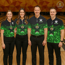 Load image into Gallery viewer, Green shamrock St Patrick's Day Eagle Skull Women's Bowling Shirts Custom Lucky Bowling Team Jersey NQS11287