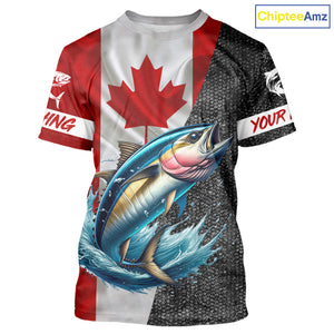 Canadian Flag Tuna Fishing Custom long sleeve performance Fishing Shirts, Tuna Fishing jerseys NQS9967