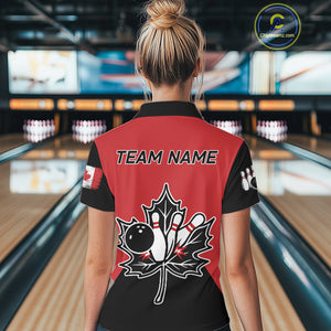 Black and Red maple leaf Women bowling shirts Custom Canadian Flag bowling team  jersey, bowlers gifts NQS9992