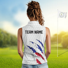 Load image into Gallery viewer, Personalized Texas Flag Women sleeveless polo shirt, Custom Patriotic Golf Team Shirts For ladies NQS10156