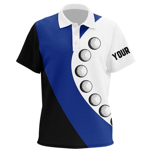 Black and white golf ball Kid golf polo shirts custom Kid golf top, gifts for golfer | Blue NQS8092