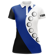 Load image into Gallery viewer, Black and white golf ball Womens golf polo shirts custom ladies golf top, gifts for golfer | Blue NQS8092