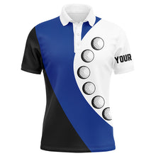 Load image into Gallery viewer, Black and white golf ball Men golf polo shirts custom golf shirts for men, gifts for golfer | Blue NQS8092