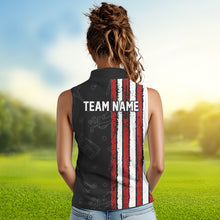 Load image into Gallery viewer, Black Camo American Flag Womens golf shirts sleeveless custom Patriotic golf outfit Team ladies Jersey NQS9727