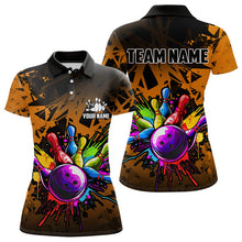 Load image into Gallery viewer, Colorful bowling jersey Polo, 1/4 Zip Shirt for Women Custom Bowling Team shirts for bowler| Orange NQS9730