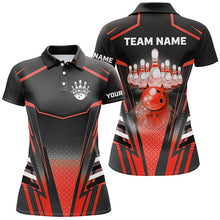 Load image into Gallery viewer, Women bowling Polo, Quarter Zip shirts Custom black &amp; red Bowling ball pin Team Jersey bowling apparel NQS8521