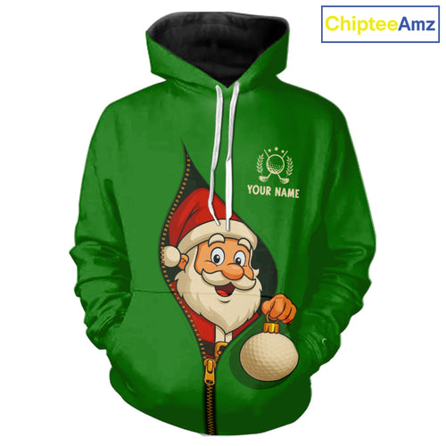 Green Christmas Funny Santa Golf Hoodies Custom Xmas Golf Attire, Christmas gift NQS10927