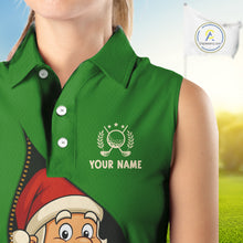 Load image into Gallery viewer, Green Christmas Funny Santa Sleeveless Golf Polo Shirt Custom Xmas Ladies Golf Attire, Christmas gift NQS10927