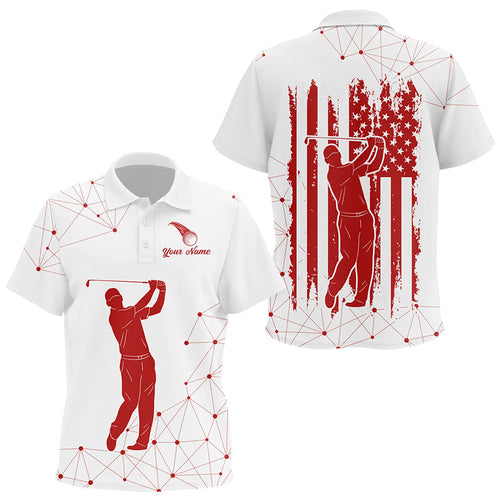 Red and White Pattern American Flag Kid Golf Polo Shirts custom patriotic golf attire for Kid NQS9243