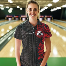 Load image into Gallery viewer, Black and Red Tribal pattern Womens Bowling Shirts Custom Bowling outfit ladies Team bowling jerseys NQS9738