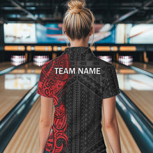 Load image into Gallery viewer, Black and Red Tribal pattern Womens Bowling Shirts Custom Bowling outfit ladies Team bowling jerseys NQS9738