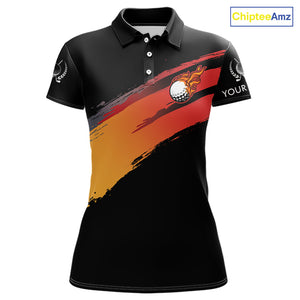 Black and Orange gradient flame golf ball Women golf polo shirts custom ladies golf clothes NQS10168