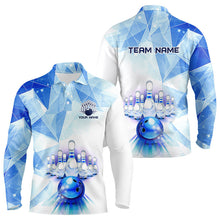 Load image into Gallery viewer, Blue and White Bowling Ball and Pins Bowling shirts for Men custom Team bowling League jerseys NQS9011