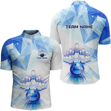 Load image into Gallery viewer, Blue and White Bowling Ball and Pins Bowling shirts for Men custom Team bowling League jerseys NQS9011
