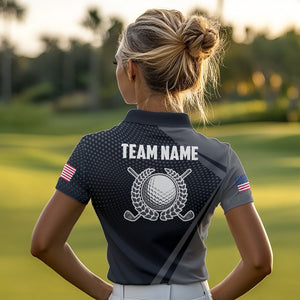 Golf Polo Shirts For Women Custom Team Name golf tops for ladies, unique golf gifts | Black NQS9748