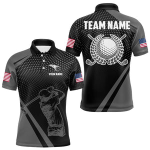 Golf Polo Shirts For Men Custom Team Name golf tops for mens, unique golf gifts | Black NQS9748