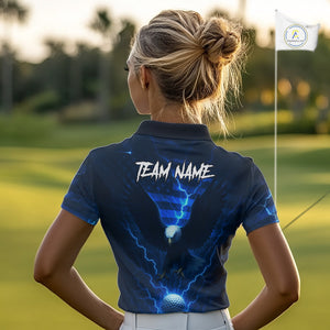 Blue lightning Thunder American Flag Eagle Golf Polo Shirt For Women Custom ladies golf outfit NQS10737
