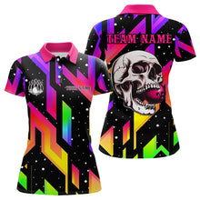 Load image into Gallery viewer, Colorful Black Skull Bowling Polo, 1/4 zip shirt for women Custom Team Bowling Jersey, gift for bowler NQS9021