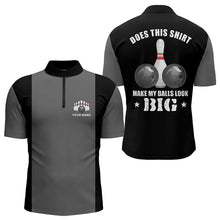 Load image into Gallery viewer, Funny Bowling shirts for Men Custom vintage grey and black Does this shirt make my balls look big NQS9267
