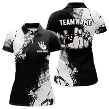 Load image into Gallery viewer, Black and White Retro Women Bowling Polo, Quarter Zip shirts Custom team bowling jerseys ladies outfit NQS9274