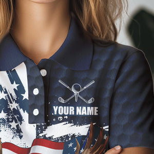 Red, White and Blue American Flag Eagle Golf polo shirts For Women Custom Patriotic Golf Team Jersey NQS9608