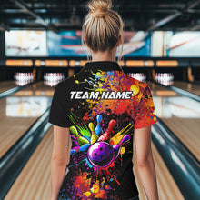 Load image into Gallery viewer, Colorful bowling jerseys Bowling Polo, 1/4 Zip Shirt for Women Custom Bowling Team shirts for bowlers NQS9770