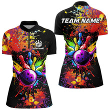 Load image into Gallery viewer, Colorful bowling jerseys Bowling Polo, 1/4 Zip Shirt for Women Custom Bowling Team shirts for bowlers NQS9770