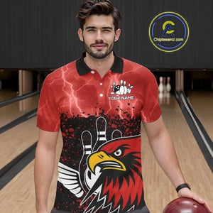 Black and Red Lightning thunder storm Eagle Bowling Shirts for Men Custom Team bowling jerseys NQS10022