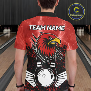 Black and Red Lightning thunder storm Eagle Bowling Shirts for Men Custom Team bowling jerseys NQS10022