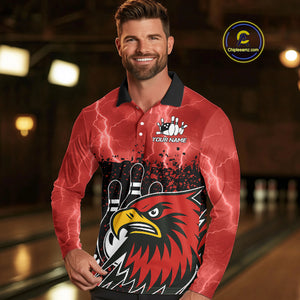 Black and Red Lightning thunder storm Eagle Bowling Shirts for Men Custom Team bowling jerseys NQS10022