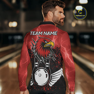 Black and Red Lightning thunder storm Eagle Bowling Shirts for Men Custom Team bowling jerseys NQS10022