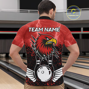 Black and Red Lightning thunder storm Eagle Bowling Shirts for Men Custom Team bowling jerseys NQS10022