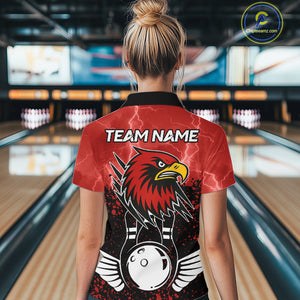 Black and Red Lightning thunder storm Eagle Bowling Shirts for Women Custom Team bowling jerseys NQS10022