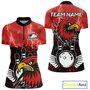 Black and Red Lightning thunder storm Eagle Bowling Shirts for Women Custom Team bowling jerseys NQS10022