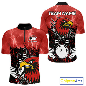 Black and Red Lightning thunder storm Eagle Bowling Shirts for Men Custom Team bowling jerseys NQS10022