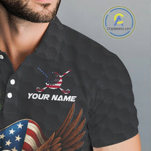 Load image into Gallery viewer, Black and Green Camo American Flag Eagle Golf Polo Shirts For Men Custom Patriotic Team Golf Jersey NQS10953