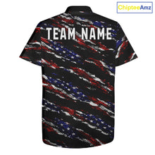 Load image into Gallery viewer, Black American Flag pattern bowling Hawaiian shirt custom patriotic jersey team bowling gifts NQS11552