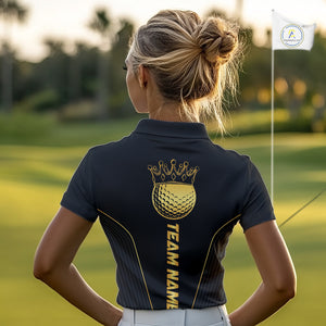 Blue and Gold Women Golf polo shirts Custom Golf Outfit For Ladies Team Golf shirt | Black NQS10033