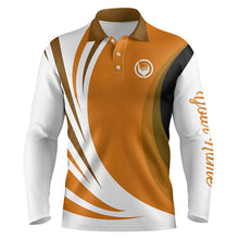 Load image into Gallery viewer, Mens polo golf shirts custom name orange and white golf shirt, team golf shirts mens NQS8816