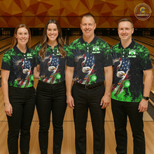 Load image into Gallery viewer, Green Flame American Flag Eagle bowling shirts for Men Custom Bowling Team Jersey, gift for Bowler NQS11555