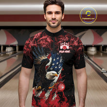Load image into Gallery viewer, Red Flame American Flag Eagle bowling shirts for Men Custom Bowling Team Jersey, gift for Bowler NQS11556