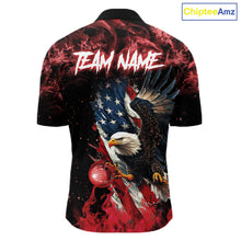 Load image into Gallery viewer, Red Flame American Flag Eagle bowling shirts for Men Custom Bowling Team Jersey, gift for Bowler NQS11556