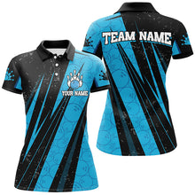 Load image into Gallery viewer, Black and Blue Camo Bowling Polo, 1/4 zip shirts Custom Team Women Bowling jerseys NQS8156