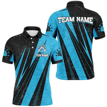 Load image into Gallery viewer, Black and Blue Camo Bowling Polo, 1/4 zip shirts Custom Team Bowling jerseys For Men NQS8156