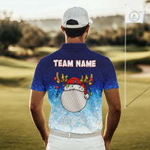 Load image into Gallery viewer, Blue Ice pattern Mens Christmas Golf Shirts Custom Golf clothes For Men, Christmas gifts NQS10970