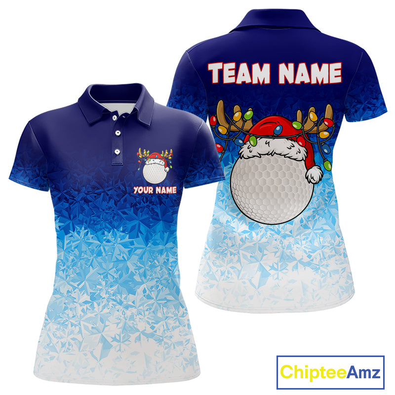 Blue Ice pattern Womens Christmas Golf Shirts Custom Golf clothes For Ladies, Christmas gifts NQS10970
