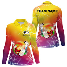 Load image into Gallery viewer, Gradient rainbow lightning thunder storm Bowling Shirts for Women Custom Team Bowling jerseys NQS9297